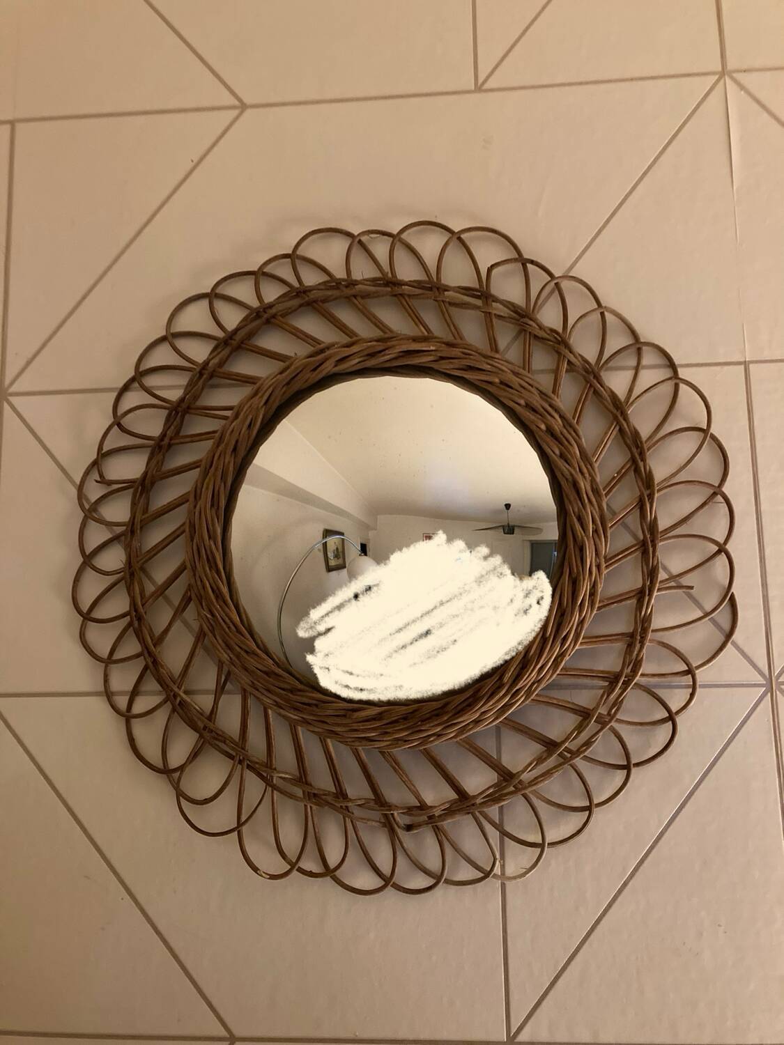 Vintage Rattan Witch Mirror