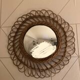 Vintage Rattan Witch Mirror