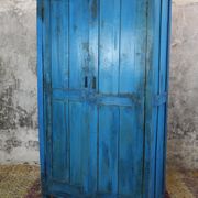 Armoire Indienne 2 portes pleines et 3 étagères, intérieur en bois brut