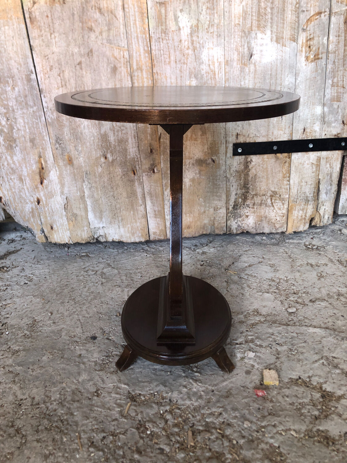 Fifth wheel side table violin wood vintage waffle tray