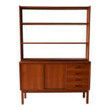 Vintage Scandinavian teak bookshelf with retractable desk