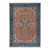 Hand-Knotted Vintage Turkish Red Area Rug. Traditional Wool Carpet for Home Decor