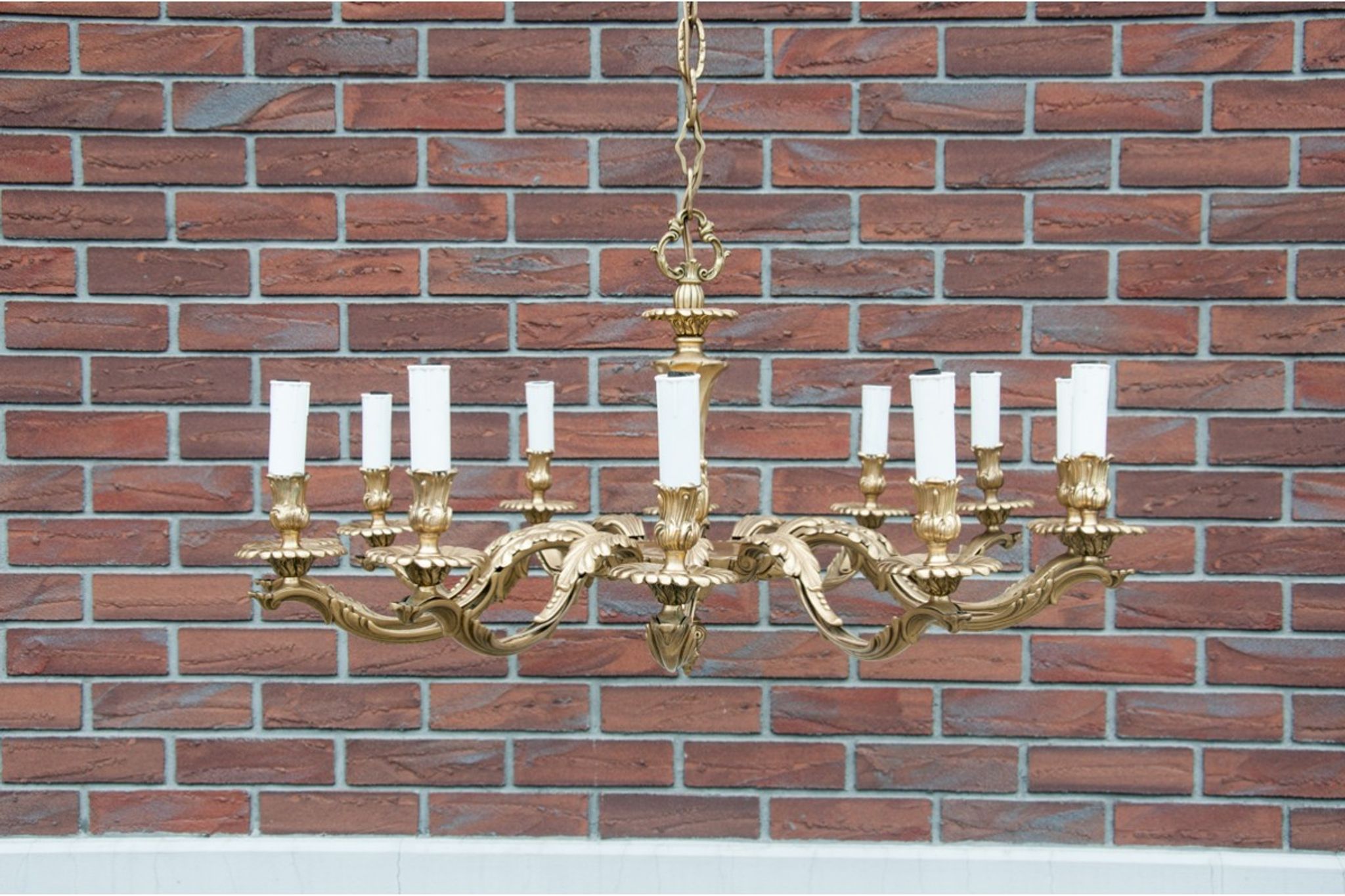 Brass chandelier, Western Europe, mid 20th century.