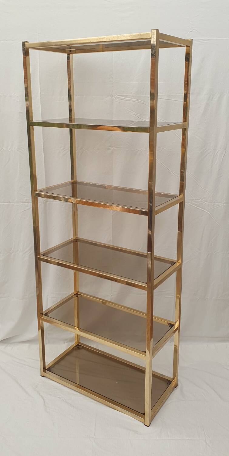 Gold and smoked glass shelf 1970