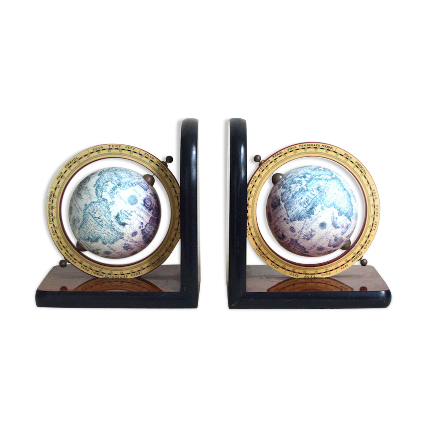Pair of vintage bookends globes