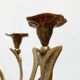 Vintage brutalist floral metal candlestick