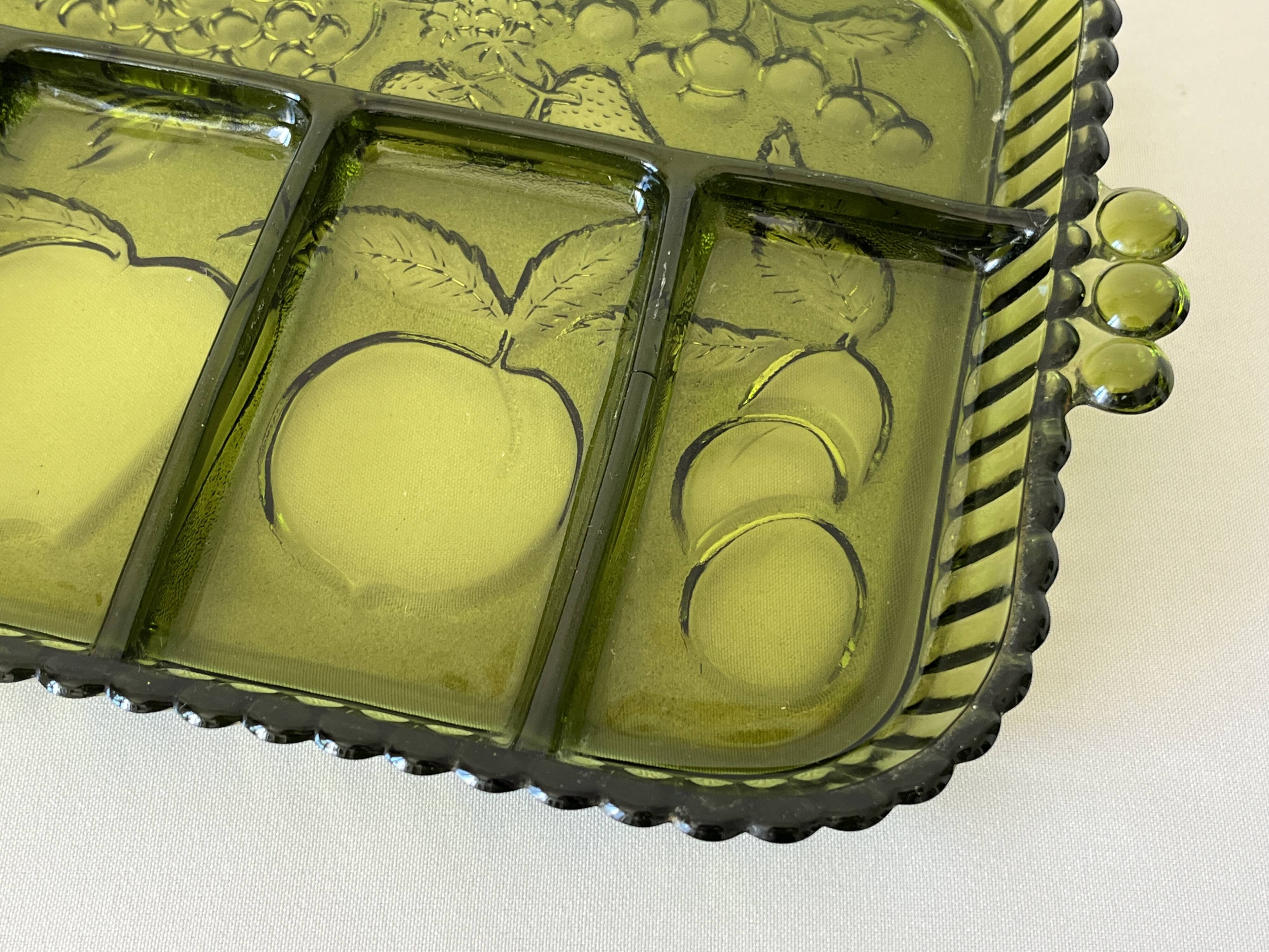 Plat apéro plateau vintage 1960 américain verre à compartiments Indiana Glass