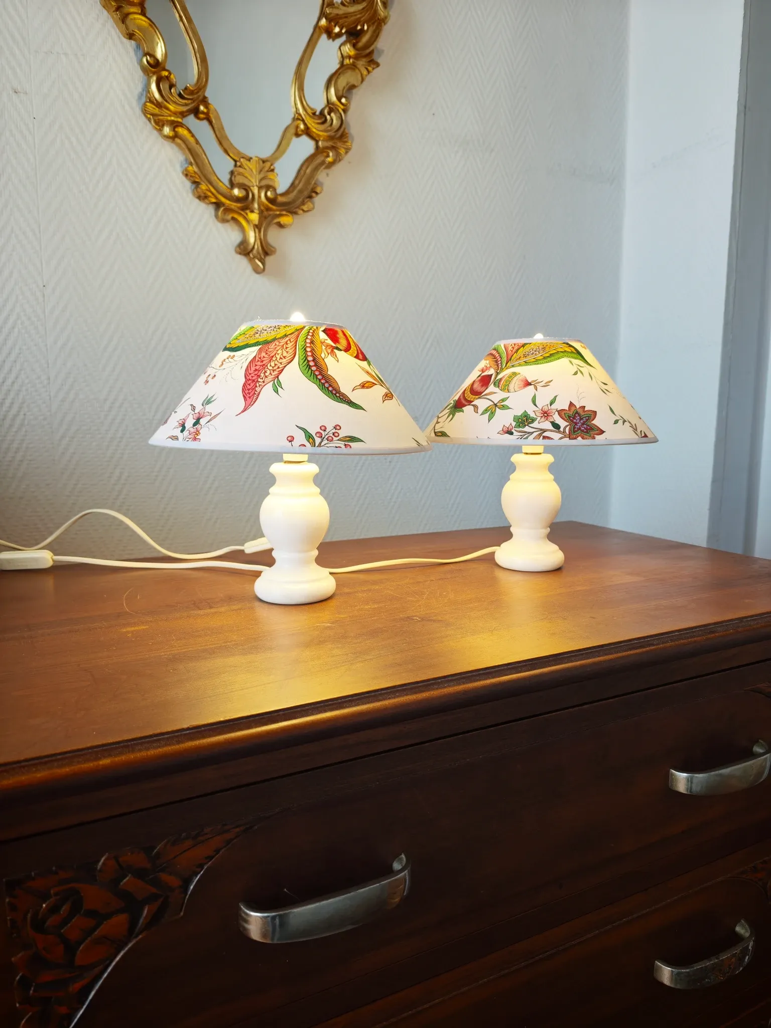 Pair of vintage alabaster lamps