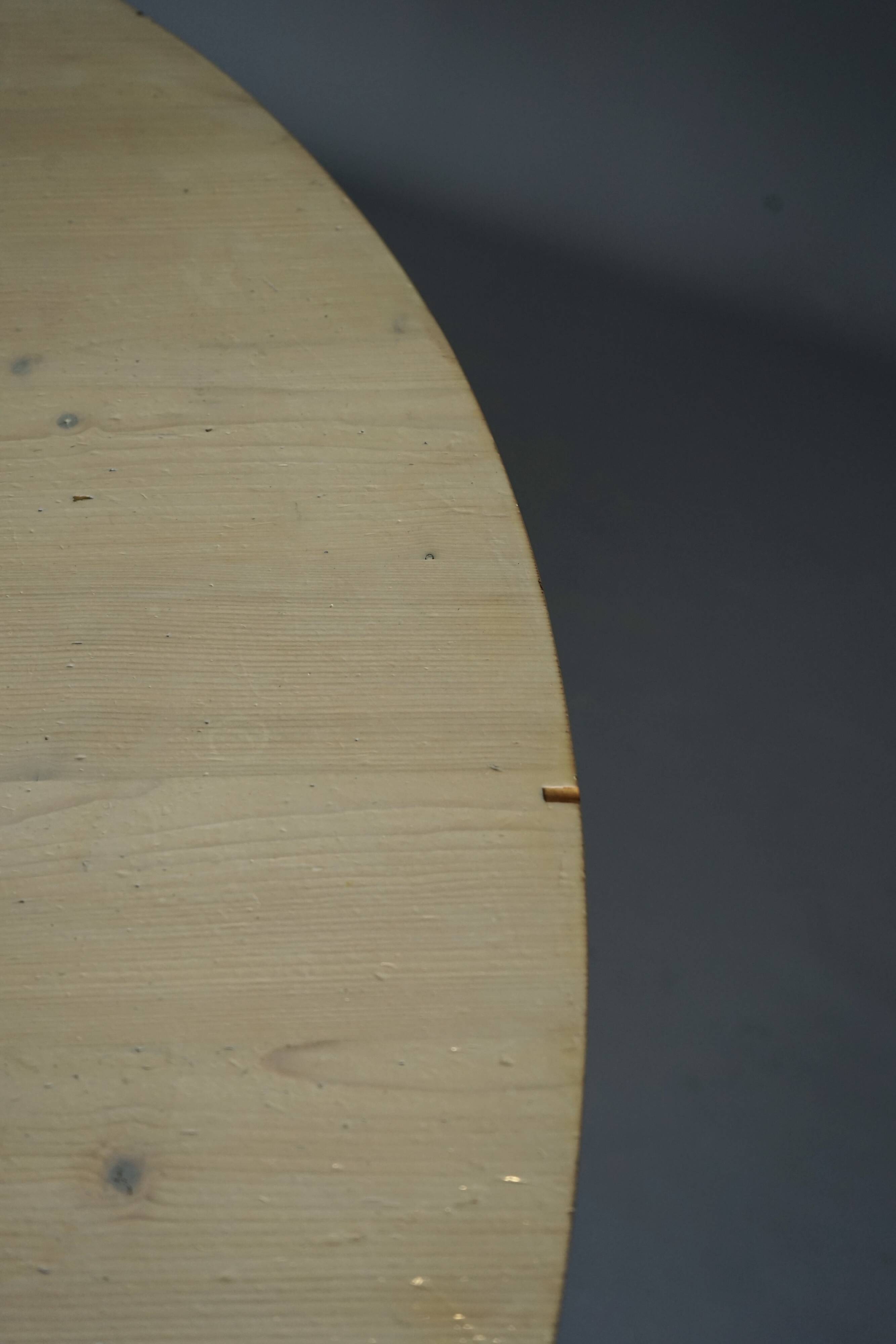 Architectural hand built Dining Table in white washed pine, 1970s