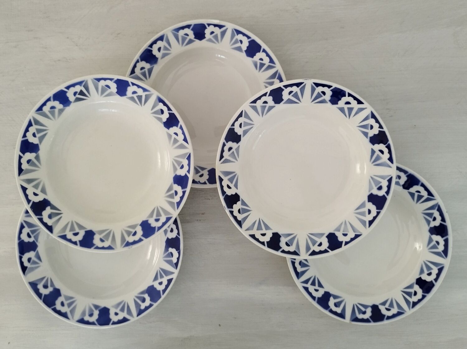 Deep plates opaque porcelain gien flanders model vintage art deco style decor