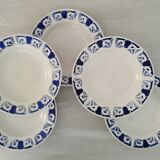 Deep plates opaque porcelain gien flanders model vintage art deco style decor