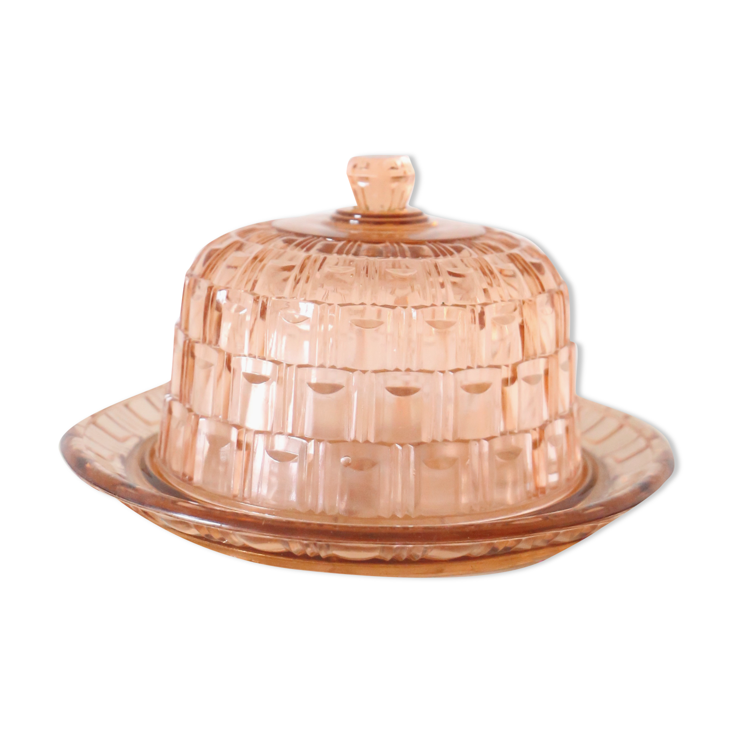 Bell and top in pink glass, vintage