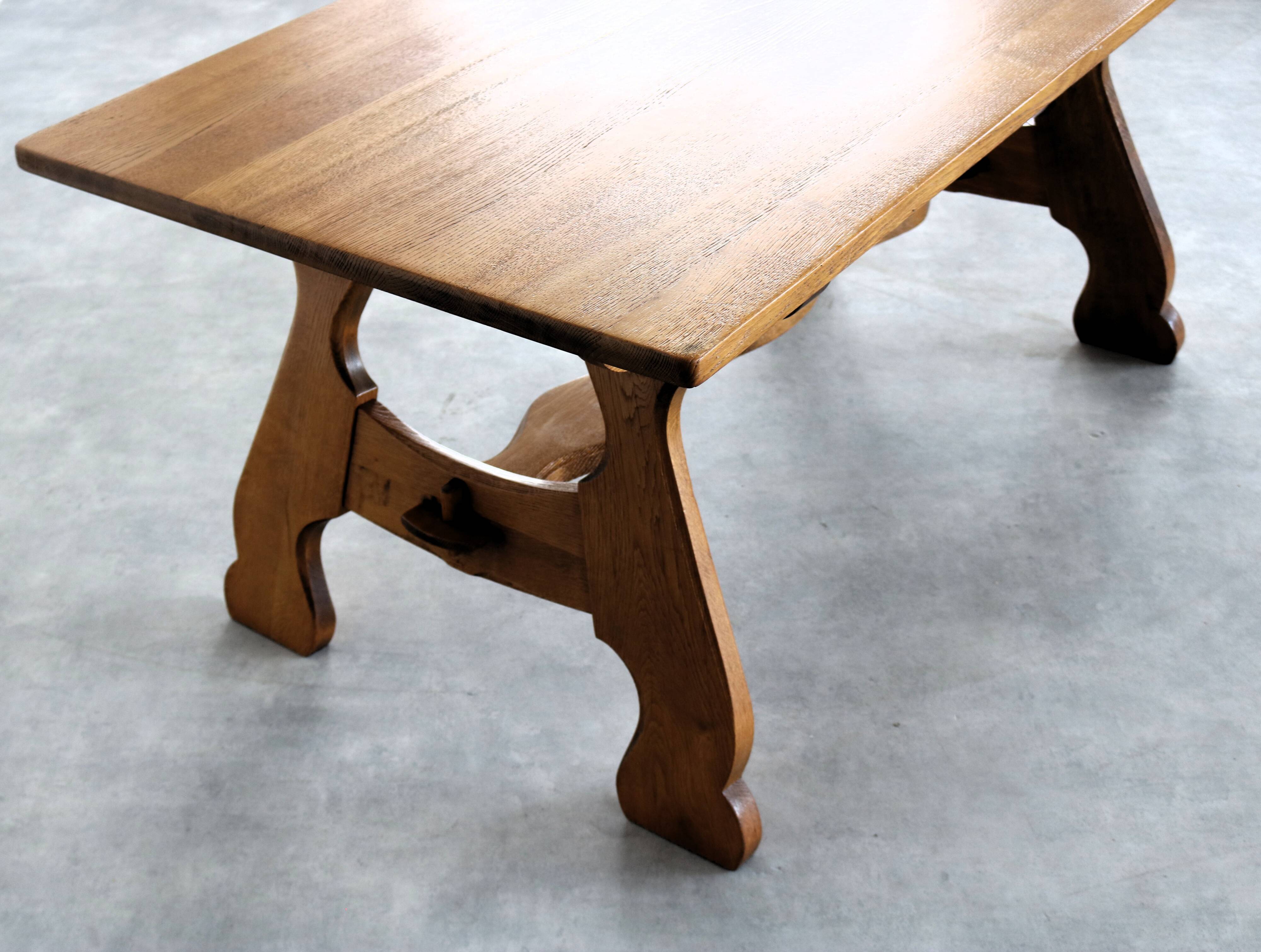Brutalist dining table | vintage table | 50s | oak