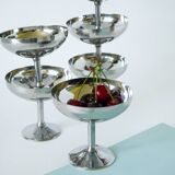 Set of 6 large stainless steel bowls, Tall, Design, 1970, 10 x 10 cm