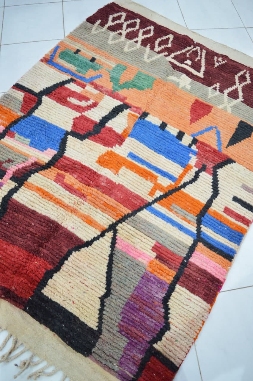 Multicolored moroccan berber carpet 200 x 147cm