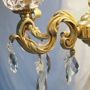 Solid bronze chandelier with crystal pendants and candle holders - Lucien GAU