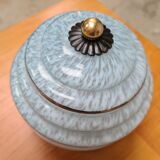 Lampe laiton 1930 art deco globe bleu moulé Clichy