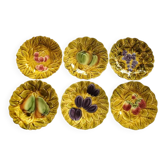 Lot de 6 assiettes a dessert en barbotine divers fruits sarreguemines france