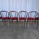 Set of 6 Vintage Bentwood Dining Chairs Set: 1970s , Red Uphols
