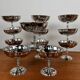 Set of 12 stainless steel ice cream cups, flower pattern, high foot