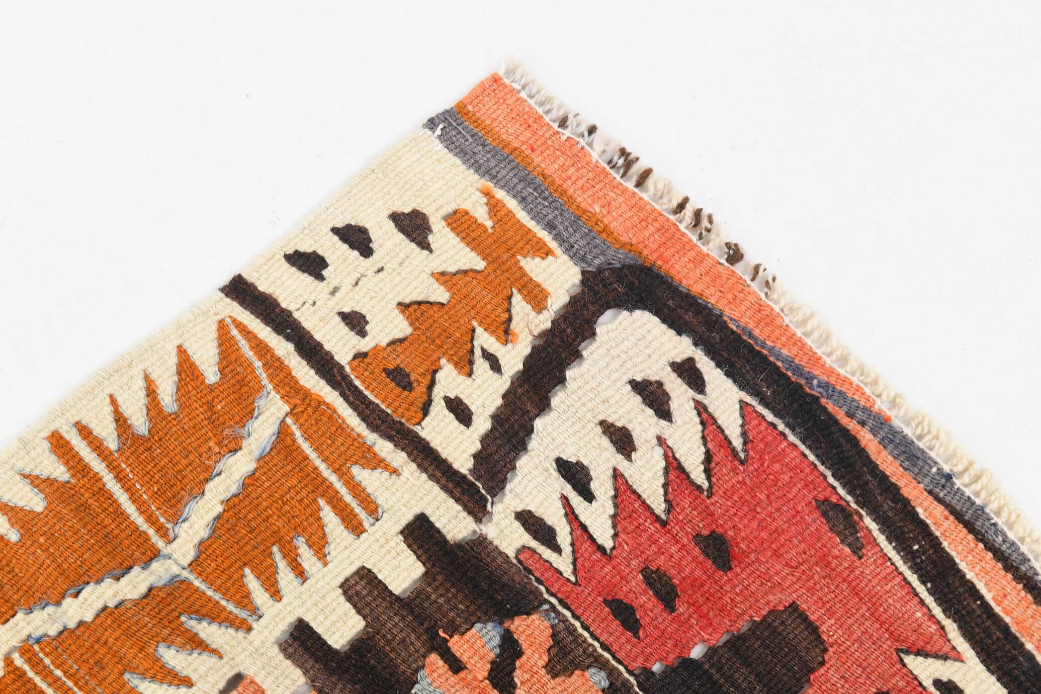 Pastel Tones Geometric Pattern Turkish Woven Wool Kilim Rug, 185x350 Cm