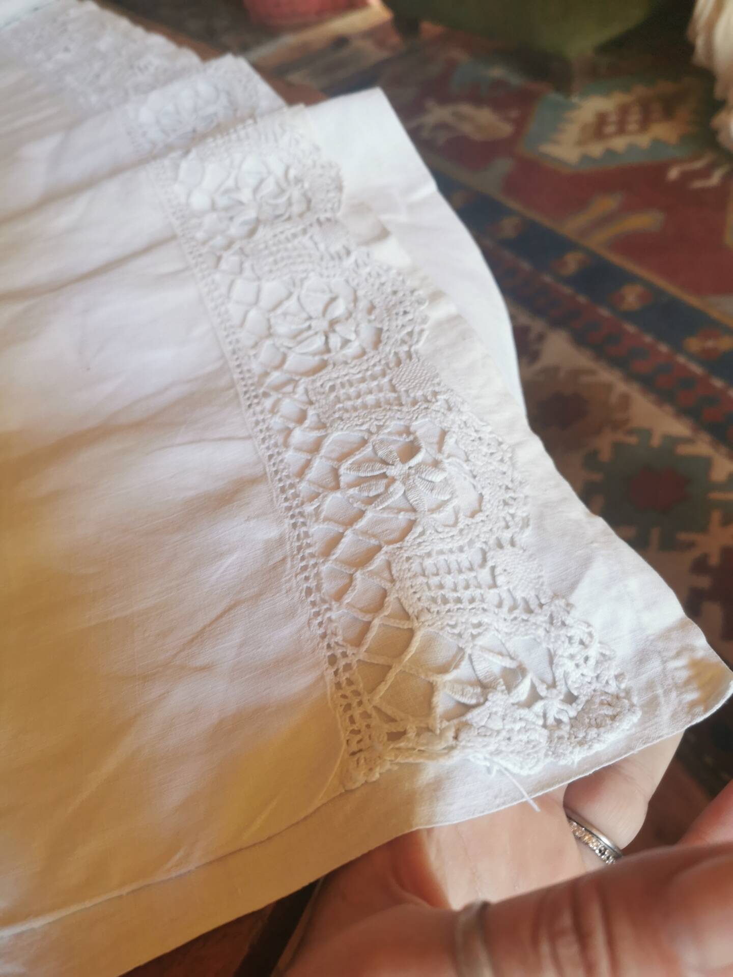 Antique linen cloth monogrammed CP