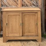 Old Parisian buffet in raw solid oak - sliding doors