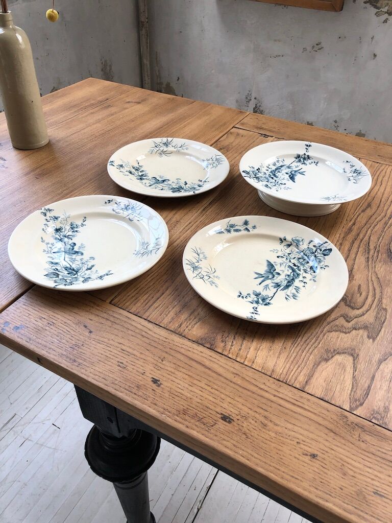 3 plates - 1 Longwy Iron Earth compotier