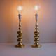 Paire de grandes lampes de table en laiton "boules empilées" de Frandsen Danemark. Années 1960.
