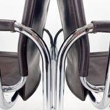 Pair of 1970s Vintage Hans Eichenberger Leather & Chrome Lounge Chairs, Labeled