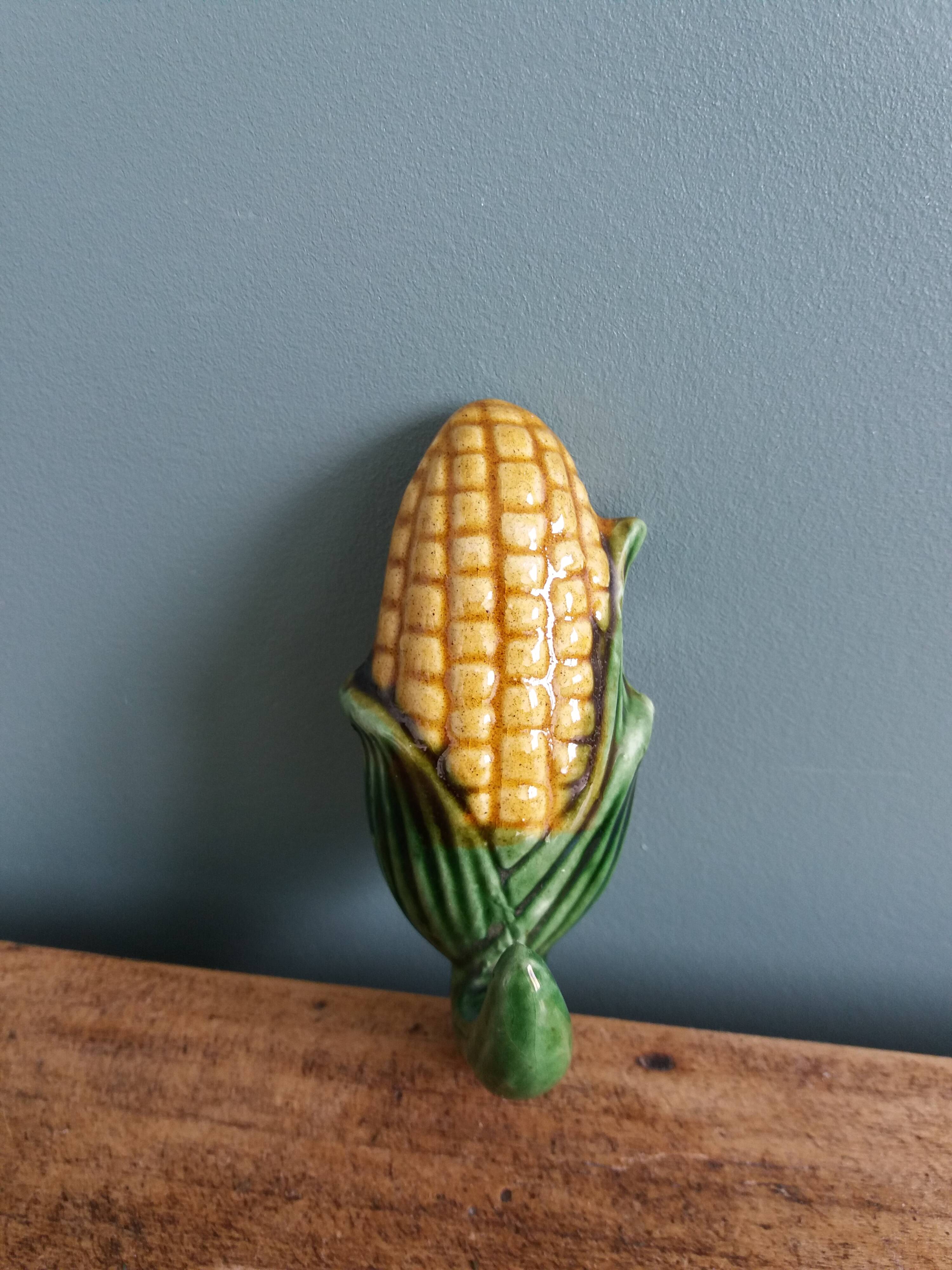 Patère crochet à torchon, maïs en barbotine