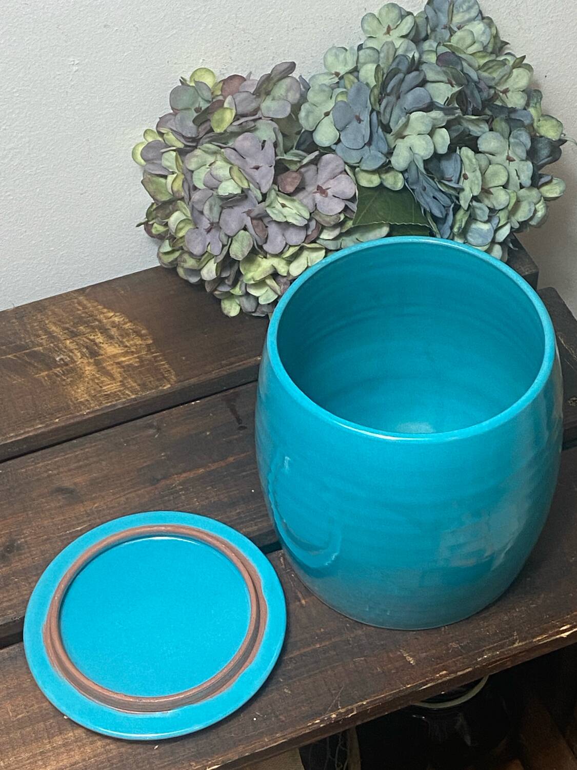 Turquoise blue ceramic candy box