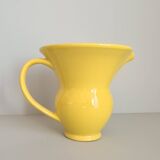 Modernist yellow ceramic pitcher / handmade / vintage / France / 1960s / mid-century / 20th century