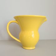 Modernist yellow ceramic pitcher / handmade / vintage / France / 1960s / mid-century / 20th century