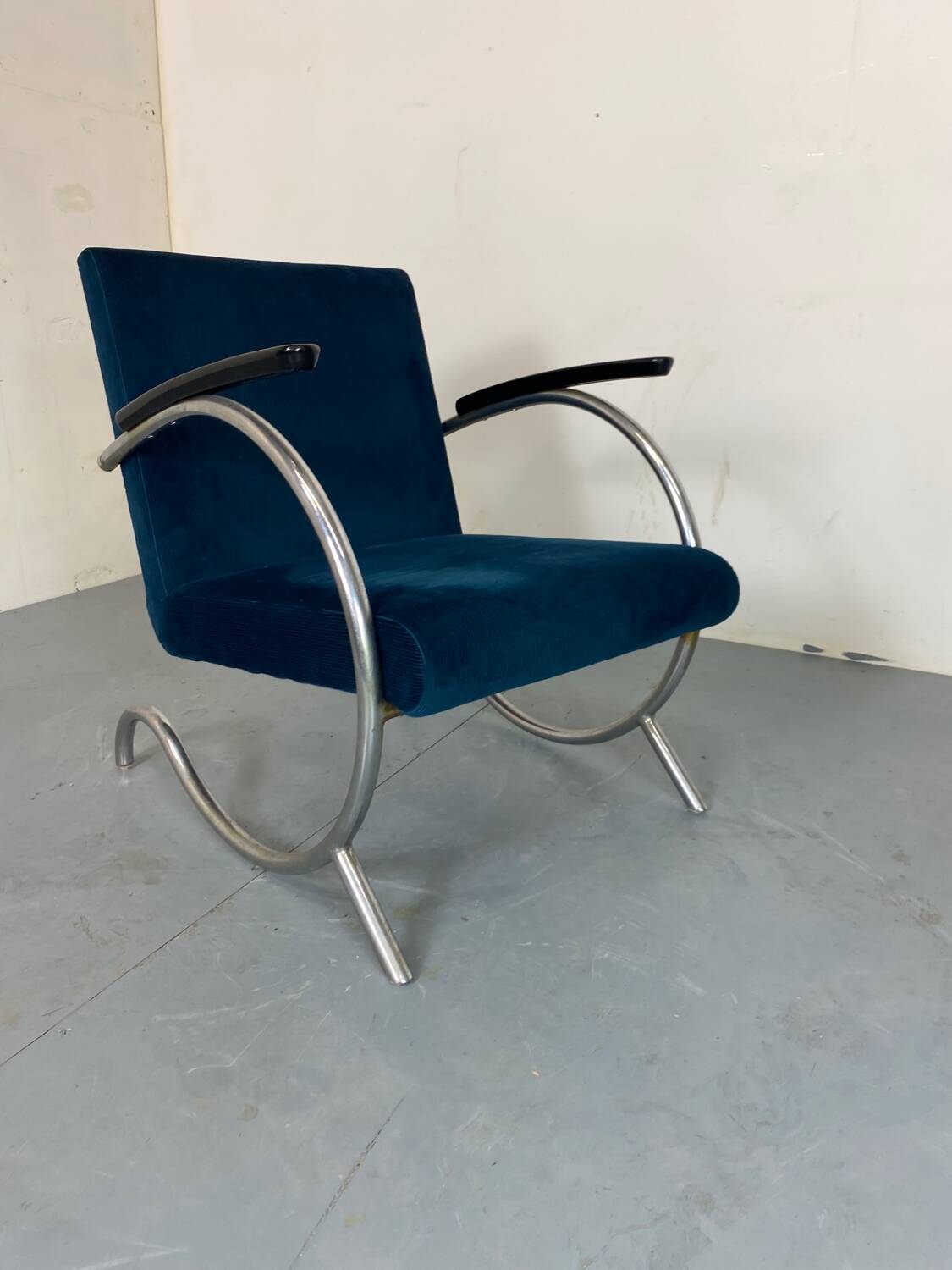 Fauteuil Bauhaus Art Déco en Acier Tubulaire par Jan Schröfer pour Ahrend De Cirkel, 1920s