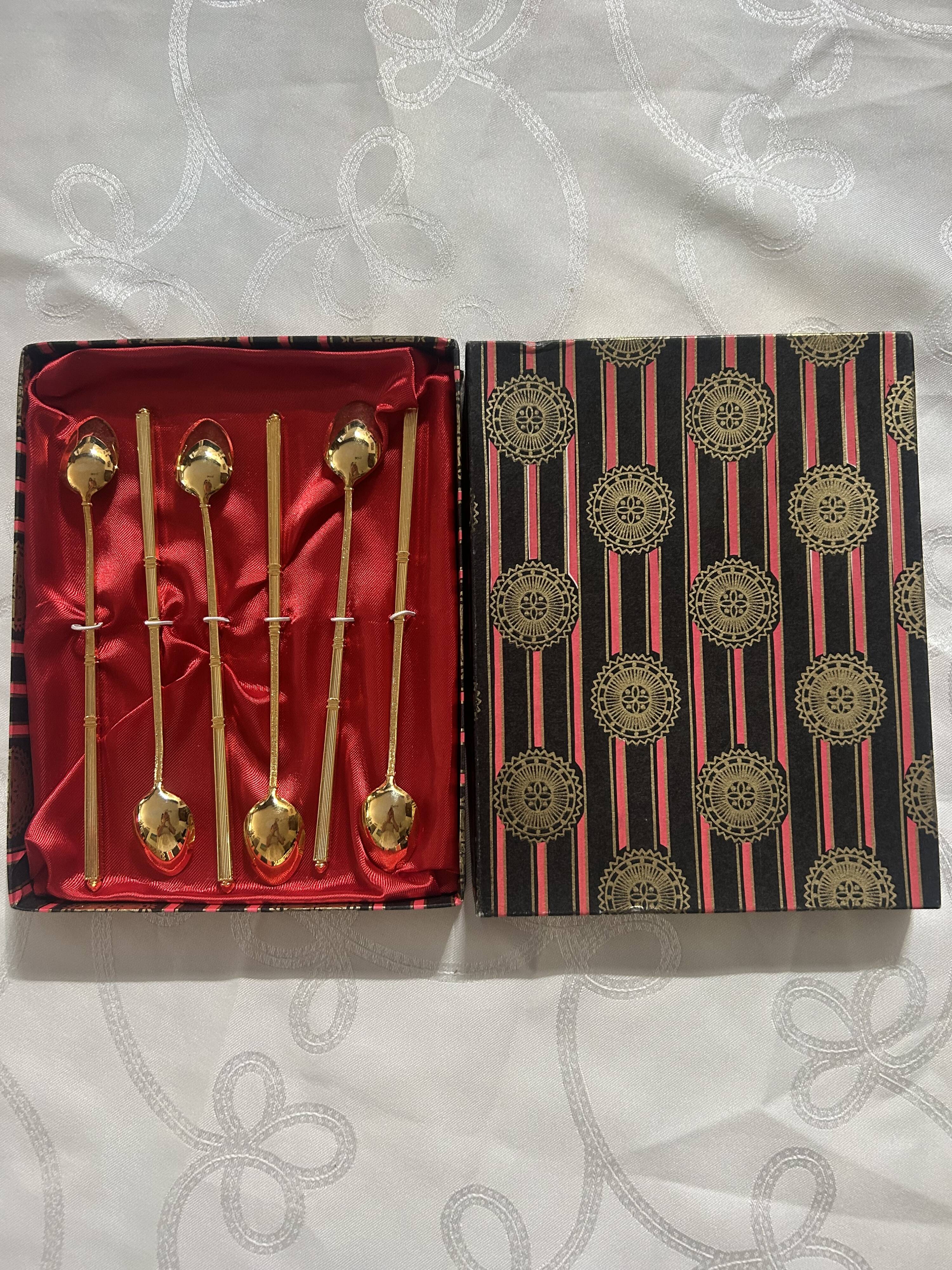 Cuillères à Moka métal doré des 1950