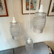 Set of 3 Refurbished Textured Glass Pendant Lights 1970s – Mid-Century