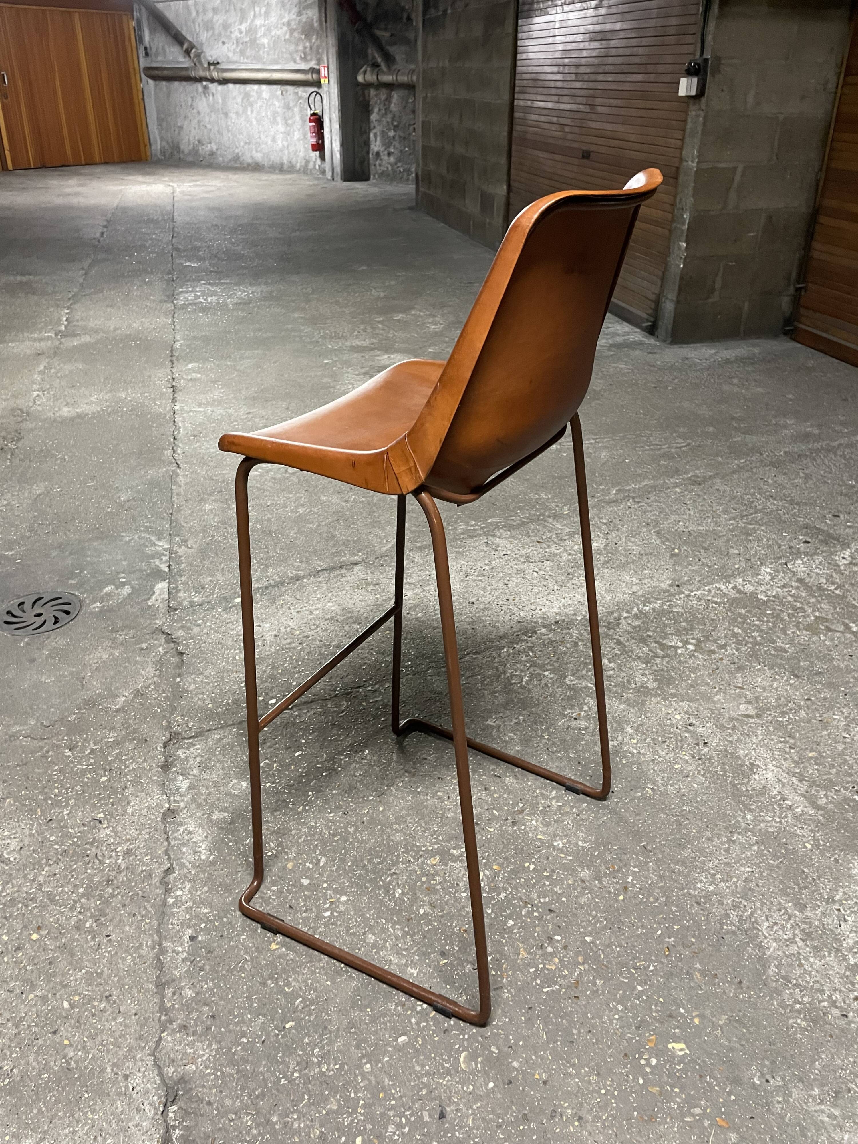 Vintage bar chair goat leather brown