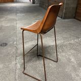 Vintage bar chair goat leather brown