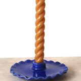 Klein Blue Serrated Ceramic Plate Candle Holder