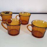 4 tasses à café verre ambré Duralex vintage