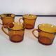 4 vintage Duralex amber glass coffee cups