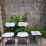 Set of 2 formica chairs type marble + 1 stool