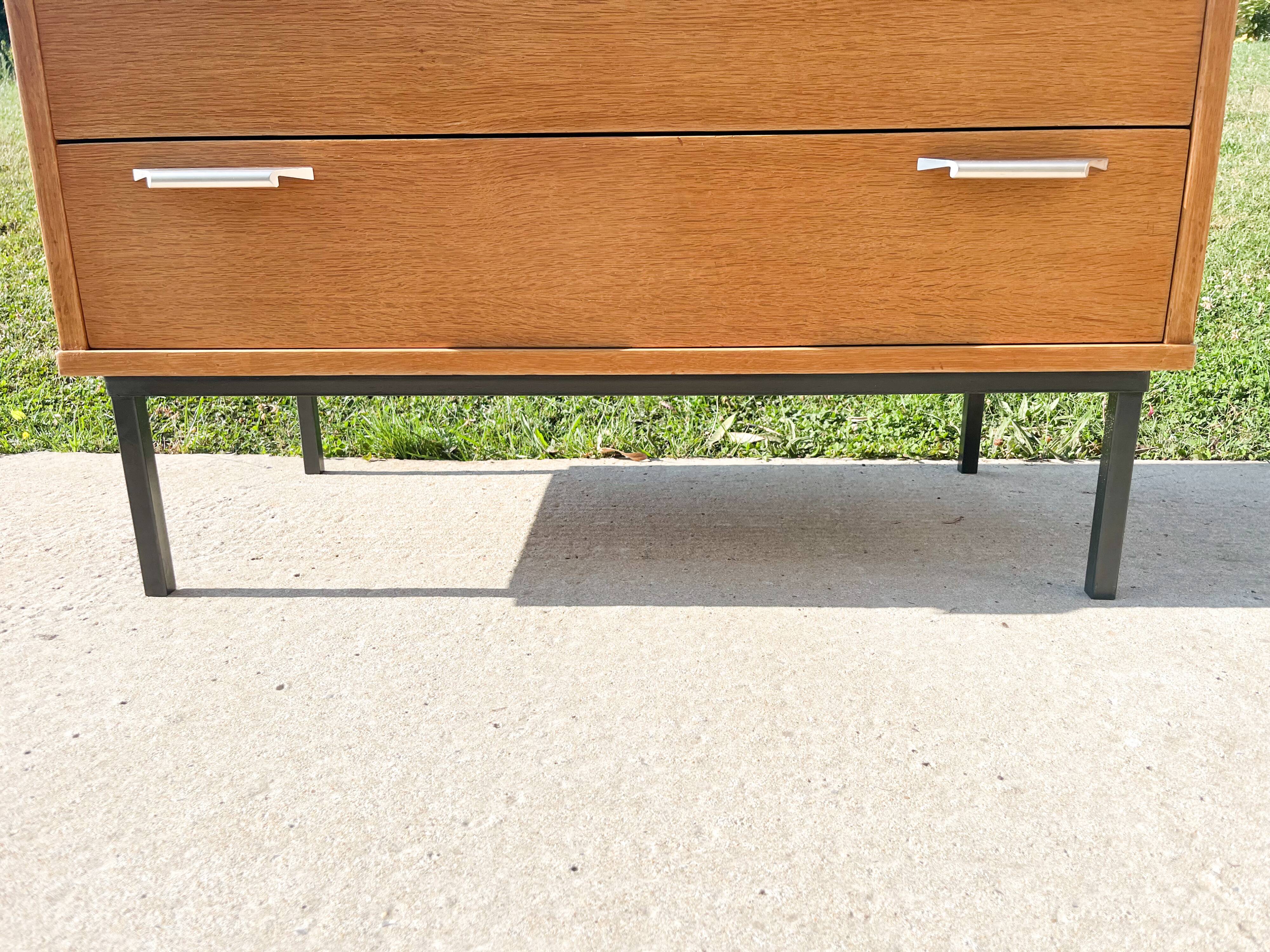Chest of drawers with 3 drawers, metal base in the style of André Monpoix, 1960
