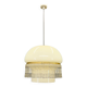 Mid-Century Opaline Glass Pendant Light with Brass Detail & Beads