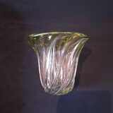 Val Saint Lambert Crystal 'Torsade' Vase in Gradient Apple Green
