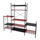 Modular, postmodern, red and black freestanding shelving unit, 1980