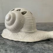 Pair of vintage Italian ceramic flowers and snails