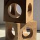 Coffee table, or openwork cubic stool in natural monoxyle mango wood H40.