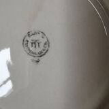 set of 5 Eastern European dessert plates from the 60s, white, red and black